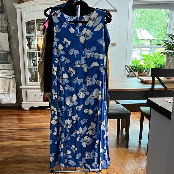 Anne Klein Blue Floral Midi Dress - Picture 1 of 4
